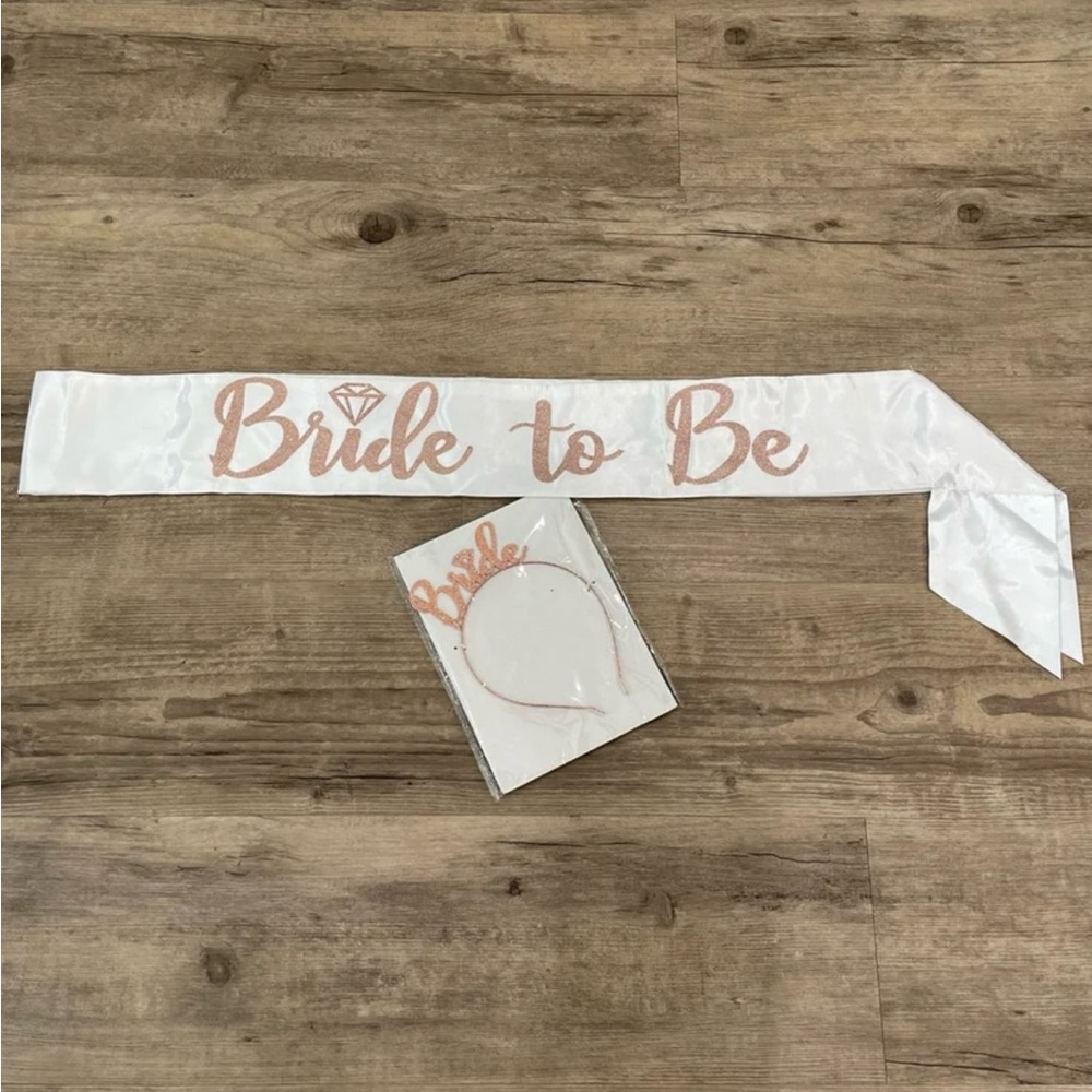 Bride to Be Bachelorette Party Shower Sash and Headband